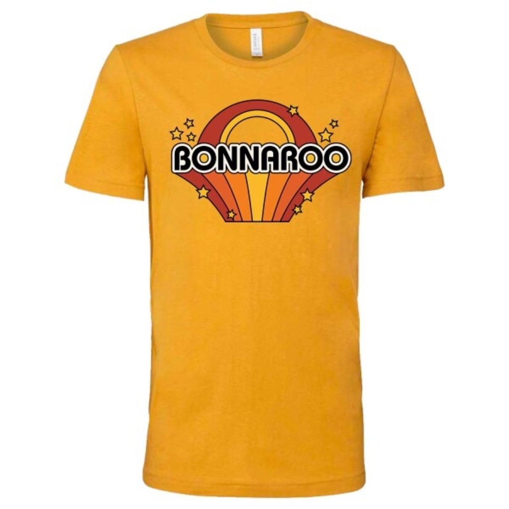 Size large Bonnaroo Rainbow Arch 2023 Event Tee.  Yellow.